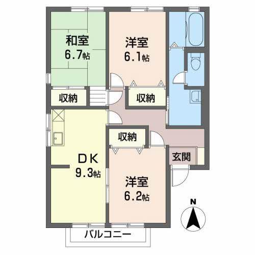 ピエス中條(3DK/2階)の間取り写真