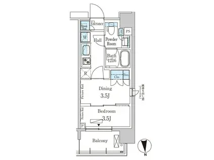 パークアクシス上野イースト(1DK/9階)の間取り写真