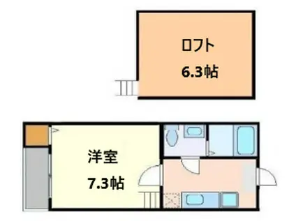 仙台市地下鉄南北線 河原町駅(宮城) 徒歩12分 2階建 築18年(1K/1階)の間取り写真