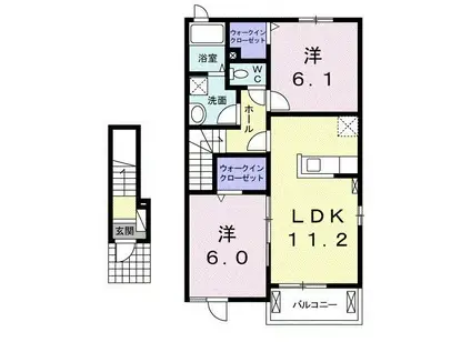 グレイスコート II(2LDK/2階)の間取り写真