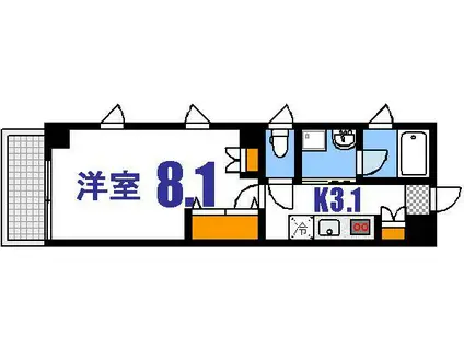 リフレスロイヤルシティII(1K/6階)の間取り写真