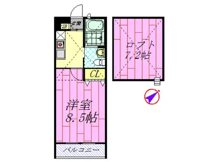 シャトーグレイス(1SK/1階)の間取り写真