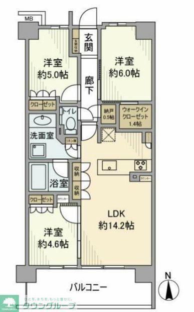 リーフィアレジデンス杉並 井草森公園(3LDK/3階)の間取り写真
