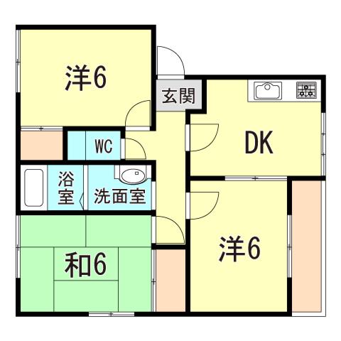 アドザックス北野(3DK/2階)の間取り写真