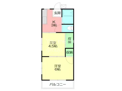 湘南グリーンハイム(2K/3階)の間取り写真