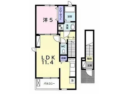 ティーア・ブルグII(1LDK/2階)の間取り写真