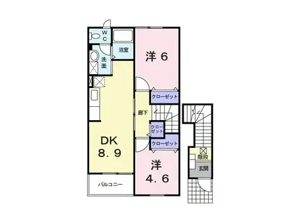 セレッソ・ジュン(2DK/2階)の間取り写真