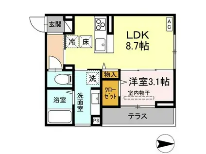 J-ROOM妃 VII番館 屋代駅前(1LDK/1階)の間取り写真
