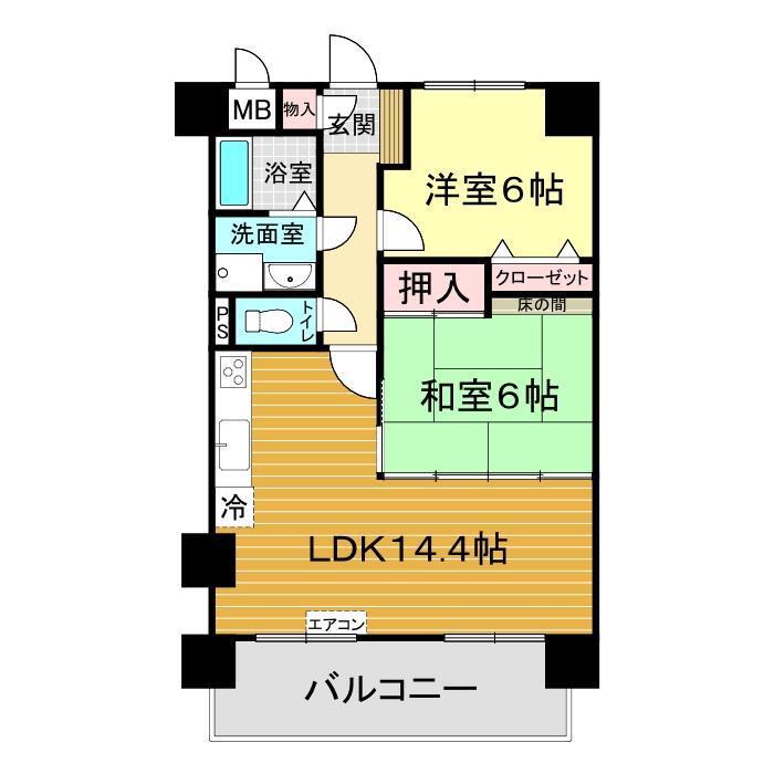 アミティビブレ下関(2LDK/1階)の間取り写真