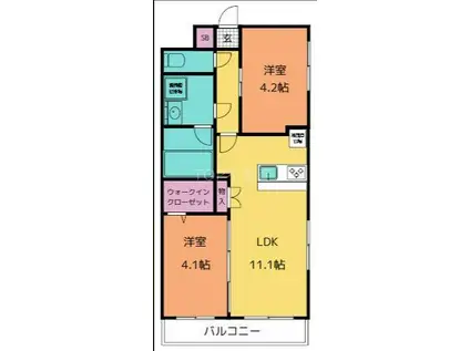 エクサ・スタチオ(2LDK/3階)の間取り写真