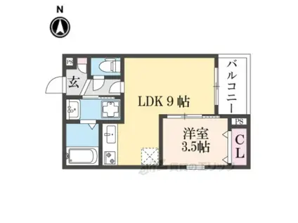 シエーナ川西美園(1LDK/3階)の間取り写真