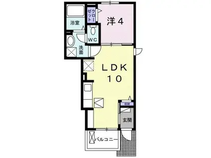 クラール朔日市B(1LDK/1階)の間取り写真