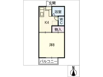 エスティーム天伯 D棟(1K/2階)の間取り写真