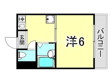 ワンフラーリッシュ西宮(1DK/6階)の間取り写真