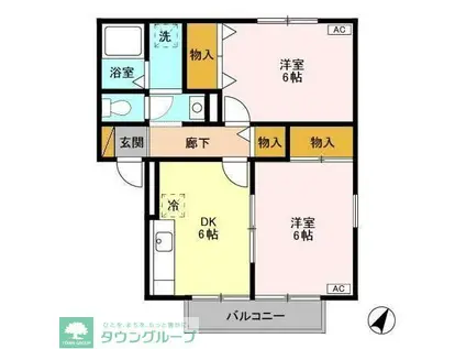 カーサ・ステラ(2DK/2階)の間取り写真