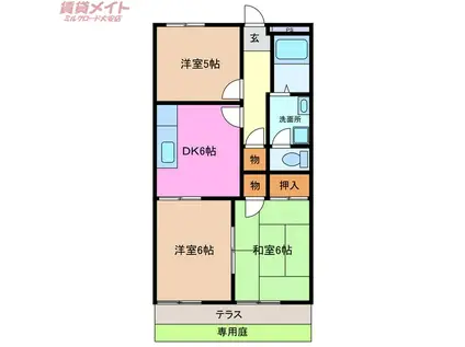 メゾンメイセツII(3DK/1階)の間取り写真