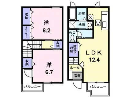 サダンノースA・B(2LDK/1階)の間取り写真