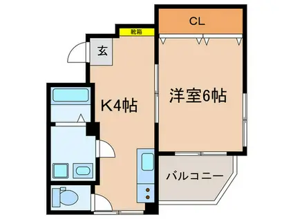 プリンシパル王子(1K/2階)の間取り写真
