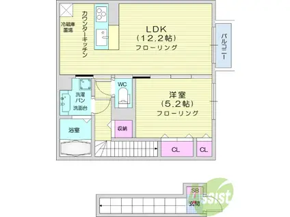 GRANM(1LDK/2階)の間取り写真