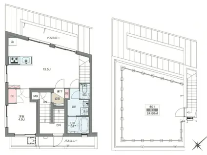 PALWAYS高田馬場 パルウェイズ高田馬場(1LDK/4階)の間取り写真