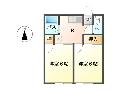 ホワイトパレス(2K/1階)の間取り写真