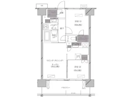 A-STANDARD芝浦(2LDK/10階)の間取り写真