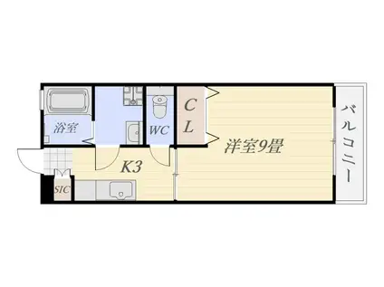 グリーンヒルズ薬師(1K/3階)の間取り写真