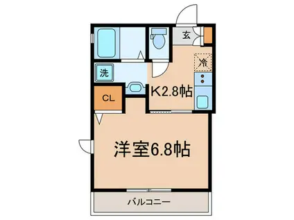 ウォーターヒヤシンス(1K/2階)の間取り写真