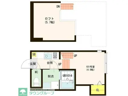 ドミールエリノ(1K/1階)の間取り写真