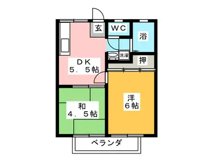 パナハイツ田中(2DK/1階)の間取り写真