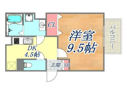 ルーベンス(1DK/2階)の間取り写真