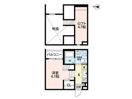 AMICI馬手(ワンルーム/2階)の間取り写真