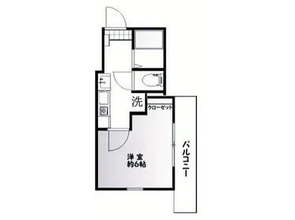 ショコラ井土ヶ谷(1K/2階)の間取り写真