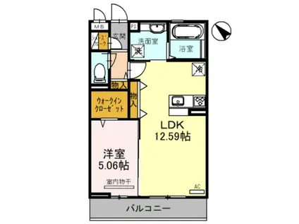 LA CASAMIA一条通(1LDK/2階)の間取り写真