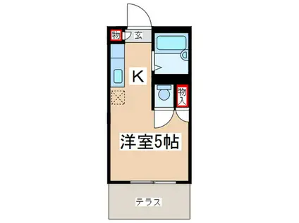 レークハウス(1K/1階)の間取り写真