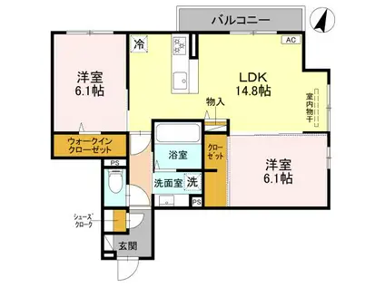 フルール(2LDK/3階)の間取り写真