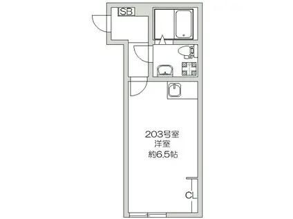 ハローハイツ新堀(1K/2階)の間取り写真