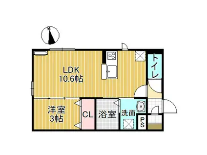 SERENITY(1LDK/2階)の間取り写真