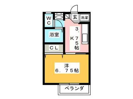 遊眠ベータ館(1K/1階)の間取り写真