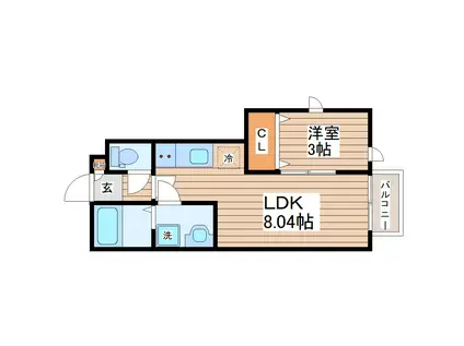 ガス割 第七弾 フォリアヒルズ長町南(1LDK/1階)の間取り写真