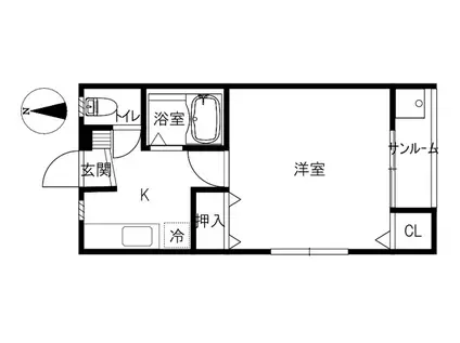 カームハイツ(1K/1階)の間取り写真