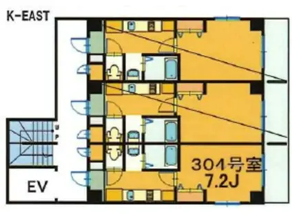 K-イースト(1K/2階)の間取り写真