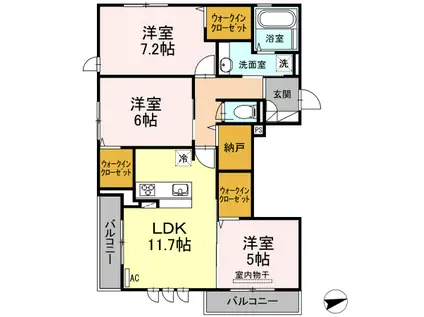 ディールームCV(3LDK/2階)の間取り写真
