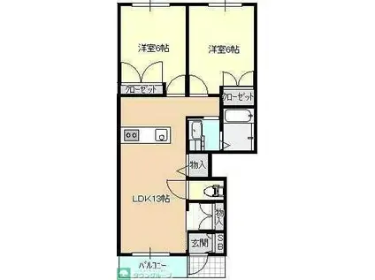 カトルセゾン(2LDK/1階)の間取り写真