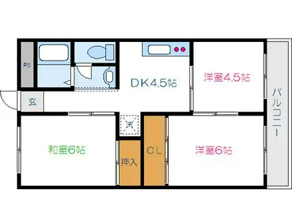 アーバンハイツ飯野(3DK/1階)の間取り写真