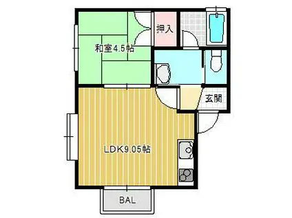 〇イーストパレスI C(1LDK/2階)の間取り写真