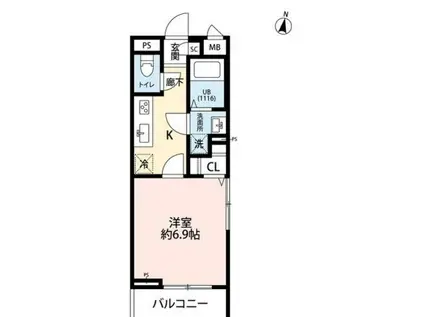 リコルテ湘南II(1K/2階)の間取り写真