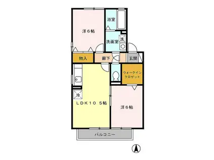 カームリーI(2LDK/1階)の間取り写真