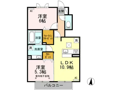 シャトン(2LDK/1階)の間取り写真