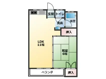 サンマリン籠池通(1LDK/2階)の間取り写真